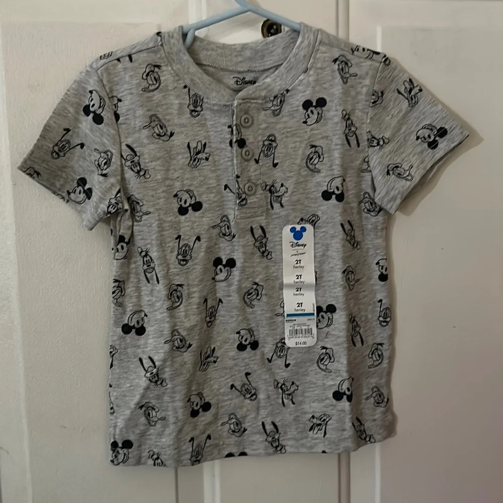 JUMPING BEANS MICKEY AND FRIENDS HENLEY: GRAY/BLUE: NWT: SZ 2T